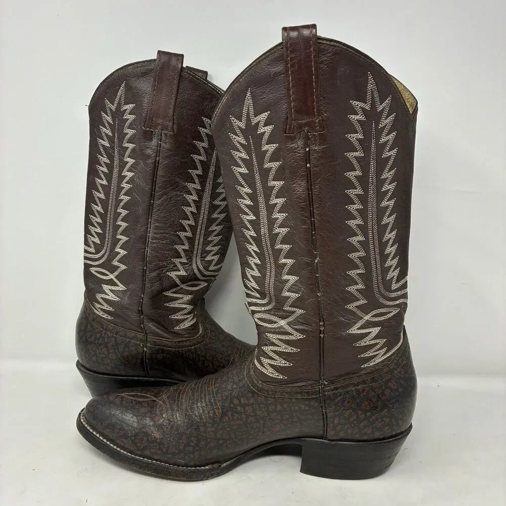 Cowtown Vintage Exotic Men's Cowboy Boots Size 10D Caribou Western Brown Mexico